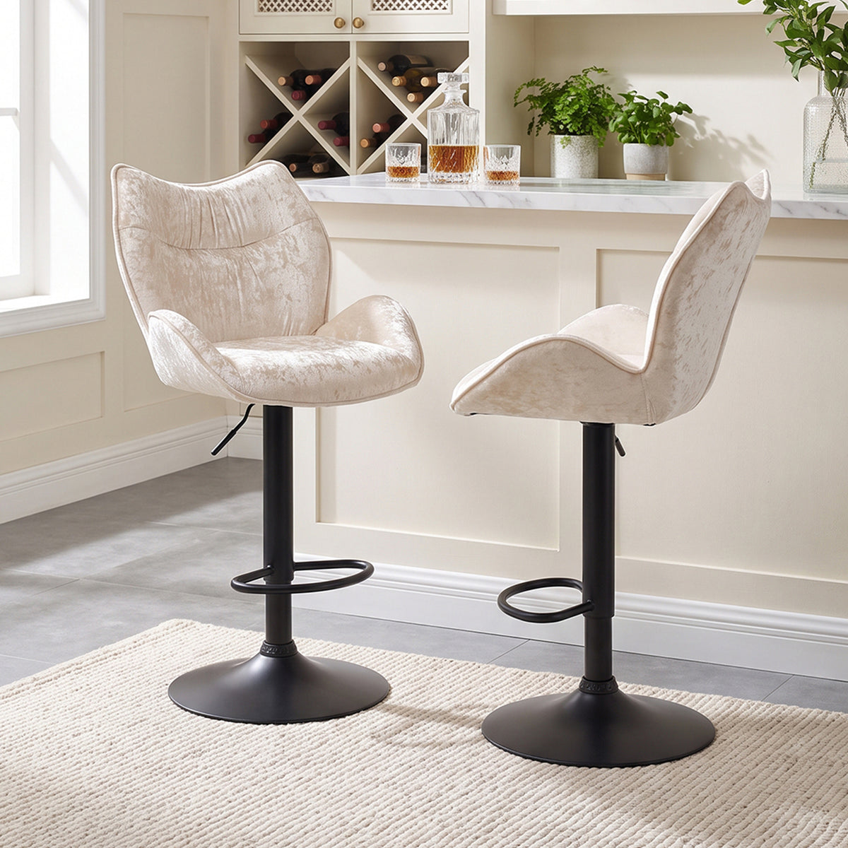 2Pcs Height Adjustable Bar Stools