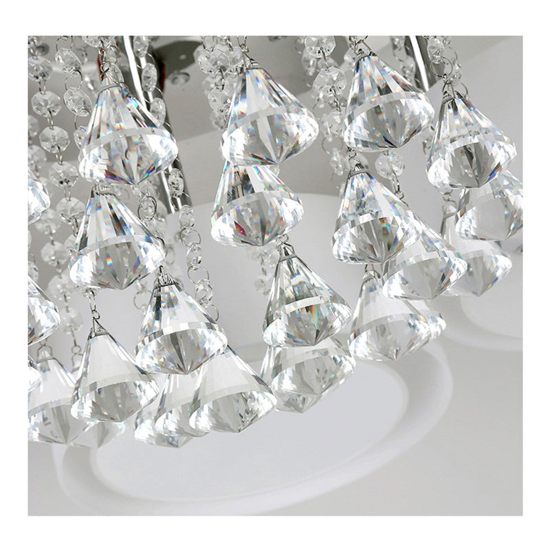 3/5 heads lights of Modern Round Acrylic LED Semi Flush Mount with Crystal Accent