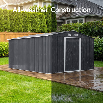 12x10 FT Large Metal Garden Tool Storage Shed
