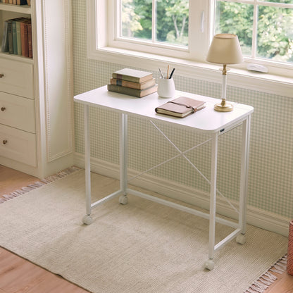 Folding Office Desk with Casters