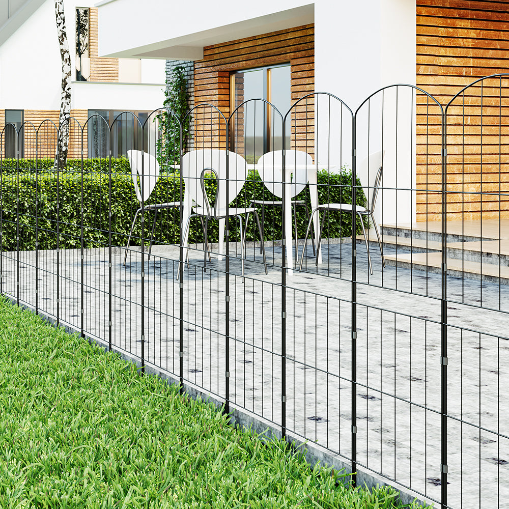 10 Panels 31x96cm Metal Garden Edging Fence Yard Borders Decor