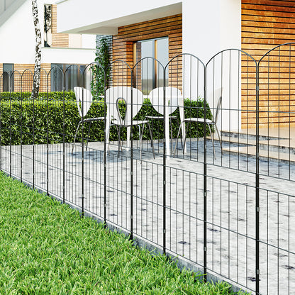 10 Panels 31x96cm Metal Garden Edging Fence Yard Borders Decor