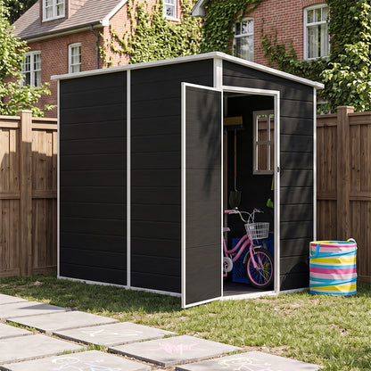 4 x 8 ft Plastic Garden Storage Shed with Pent Roof & Single Door