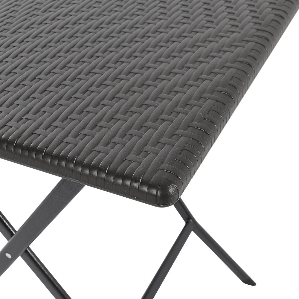 Set of 2 Outdoor Rattan Plastic Folding Chairs Black