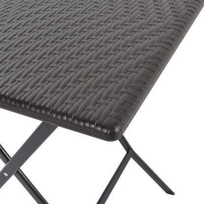 Set of 2 Outdoor Rattan Plastic Folding Chairs Black