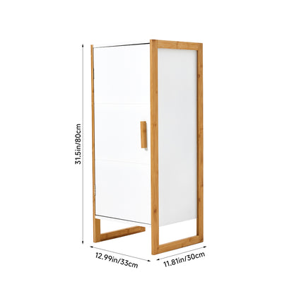 Single-door Freestanding Bamboo Frame MDF Bathroom Cabinet