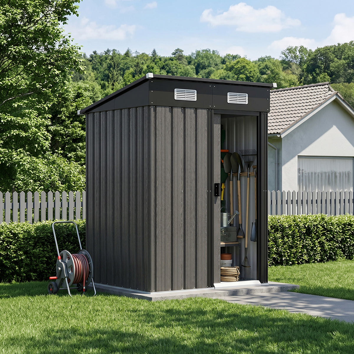 4 x 4 ft Metal Garden Storage Shed with Pent Roof