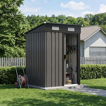4 x 4 ft Metal Garden Storage Shed with Pent Roof