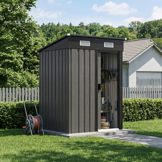 4 x 4 ft Metal Garden Storage Shed with Pent Roof
