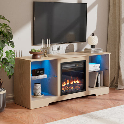 TV Stand Electric Fireplace Adjustable Flame with Remote Control