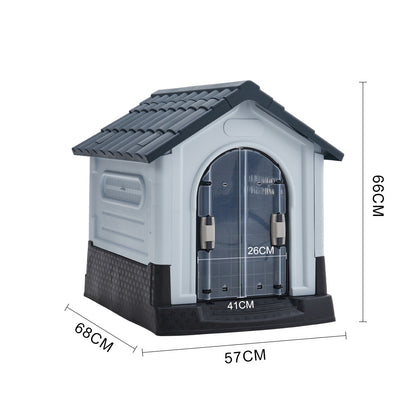 Weatherproof Plastic Dog House Kennel with Skylight and Door