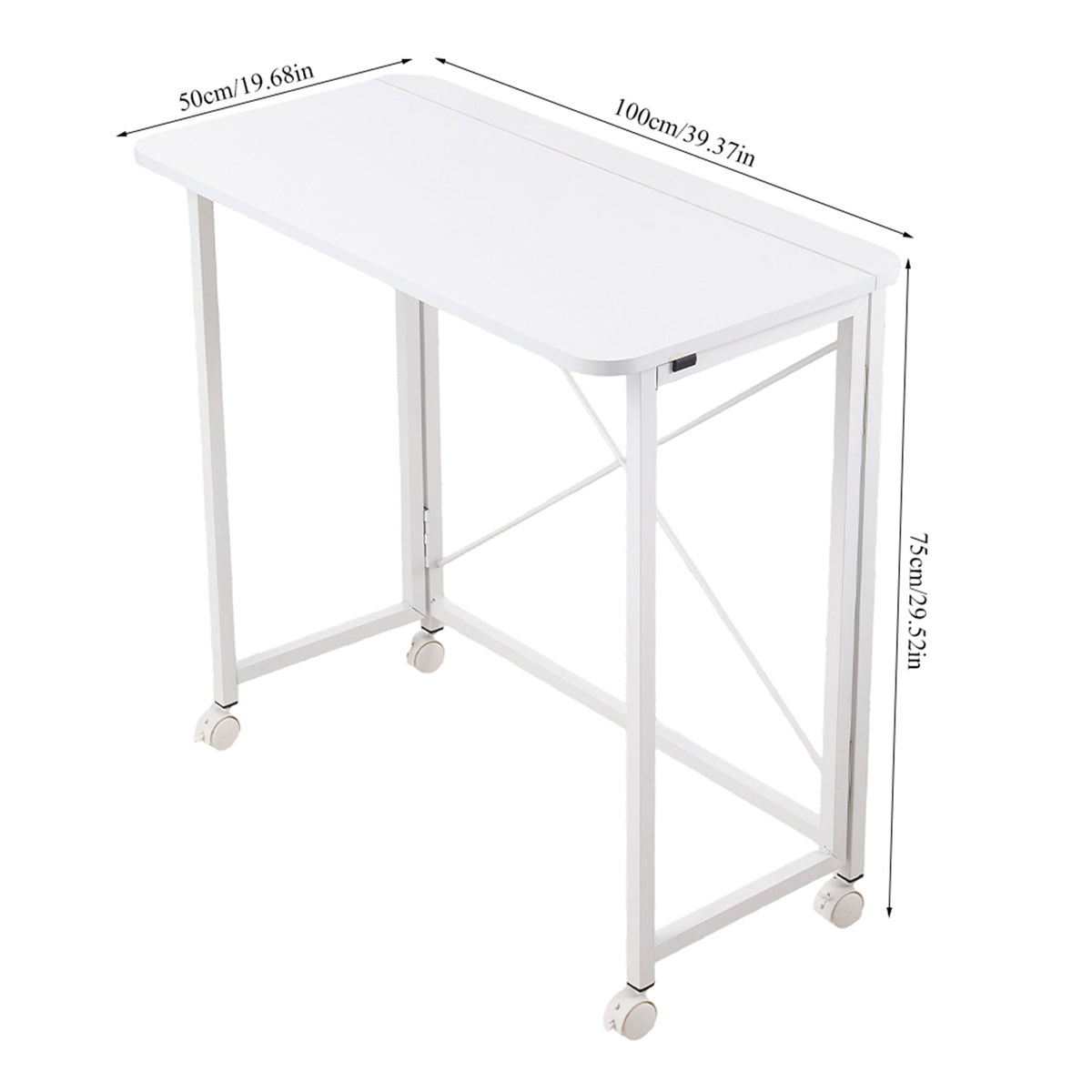 Folding Office Desk with Casters