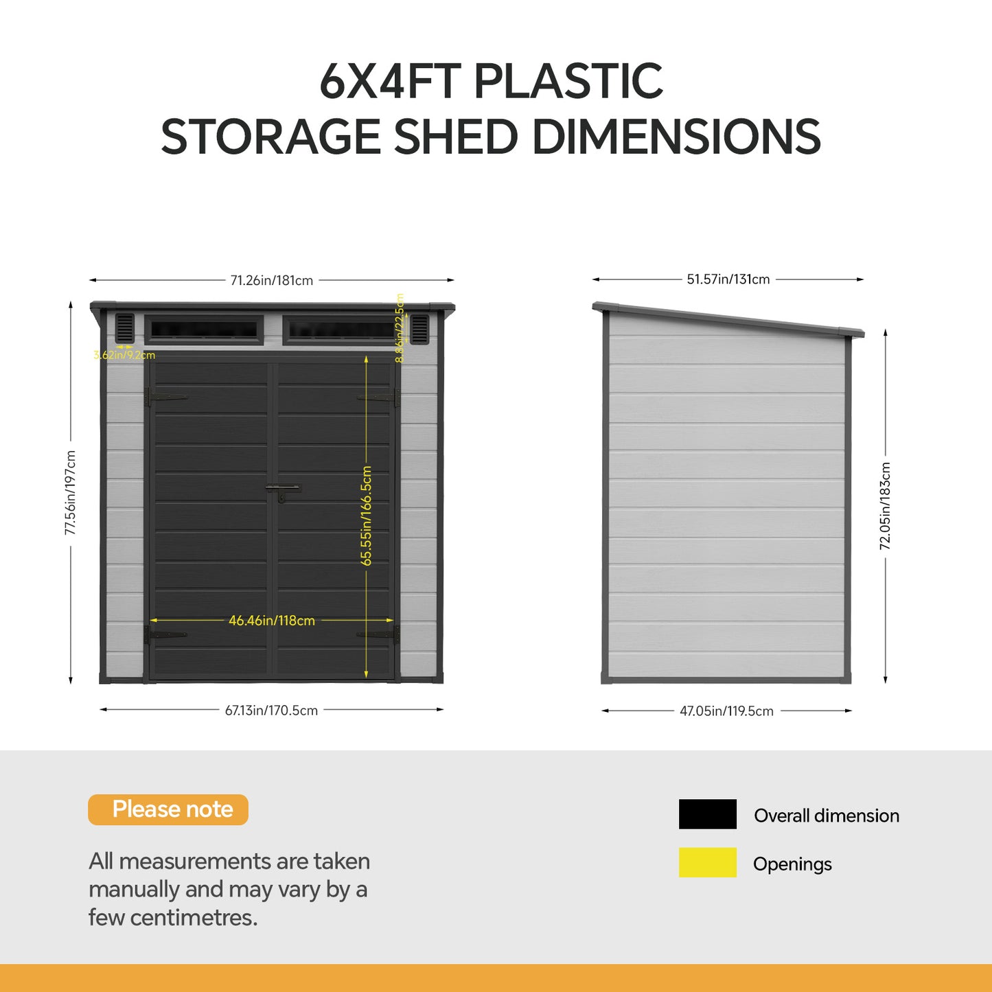 6 x 4FT Outdoor Garden Pent Roof Tool Storage Shed
