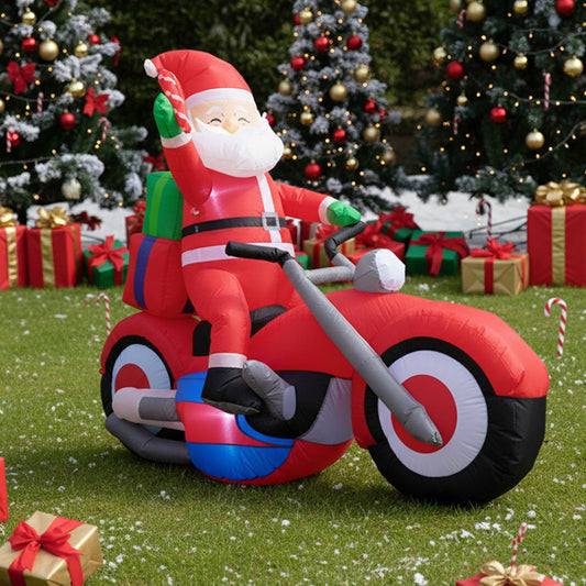 6FT/1.8M Santa on Motorcycle Christmas Inflatable Model Decoration with LED Lights