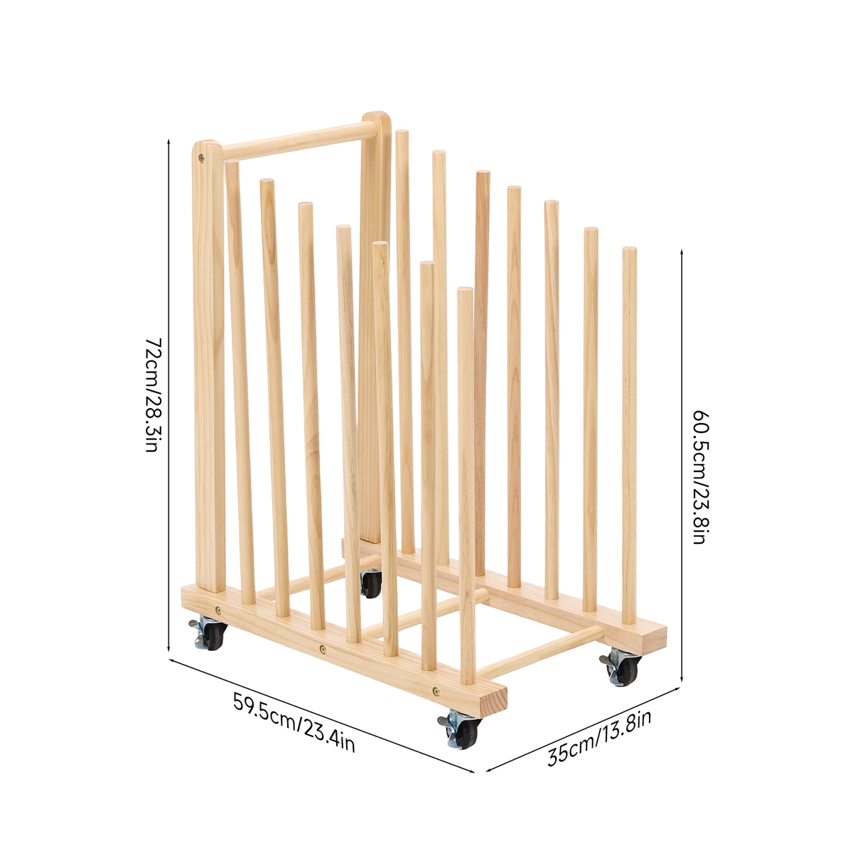 7 Slots Wooden Canvas Art Storage Rack with Castors
