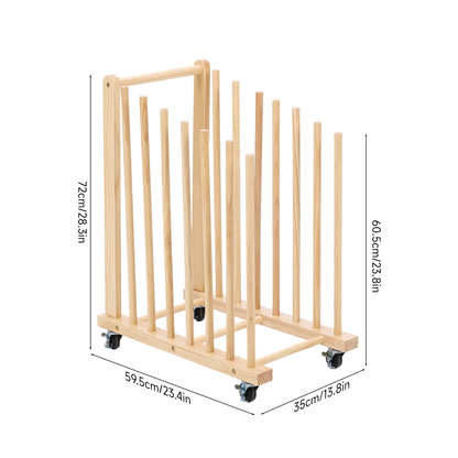 7 Slots Wooden Canvas Art Storage Rack with Castors