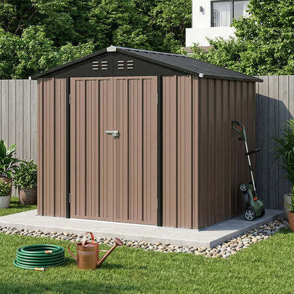6x8FT Metal Garden Storage Shed with Lockable Door