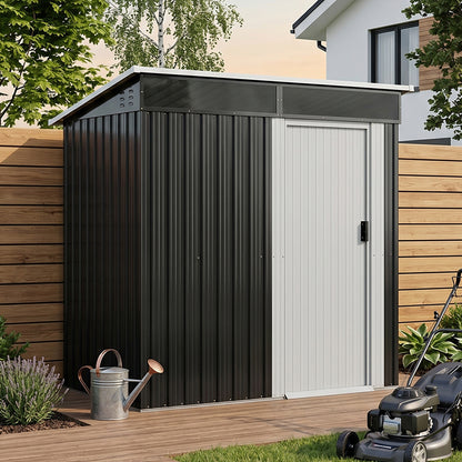 6 x 4 ft Metal Garden Storage Shed with Pent Roof & Single Door