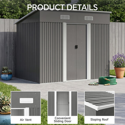 Metal Garden Storage Shed with Pent Roof & Base Frame