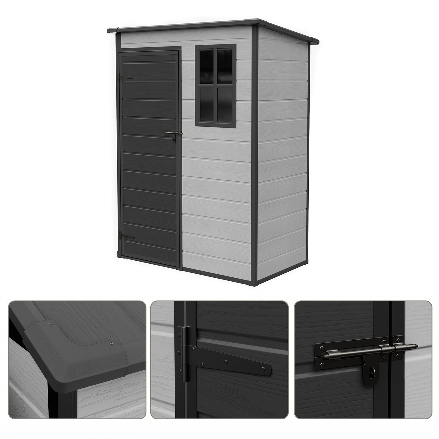5x3FT Plastic Garden Storage Shed with Lockable Door