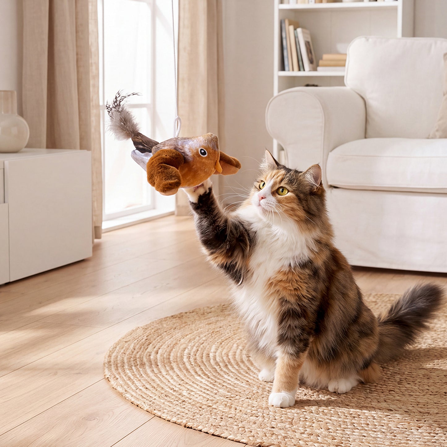 Interactive Chirping & Flapping Bird Cat Toy with Catnip