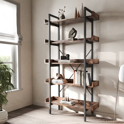5 Tier Industrial Shelving Unit Bookcase Display Shelf