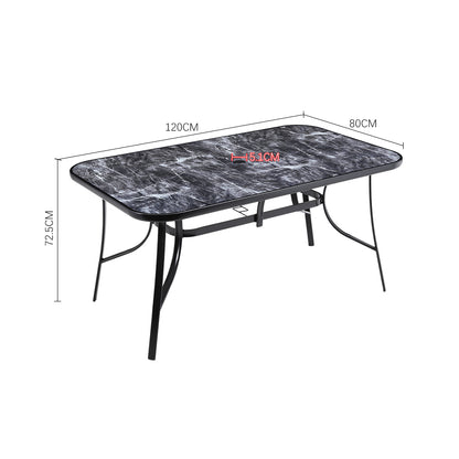 Black Garden Square Marble Patio Table With Umbrella Hole