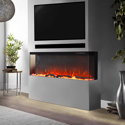 Recessed and Freestanding Electric Fireplace with Remote Control