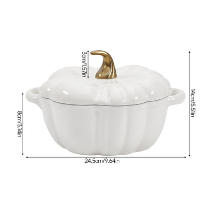 Enamelled Cast Iron Pumpkin Dutch Oven with Lid and Handles