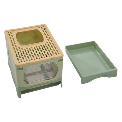Foldable Cat Litter Box Top Entry Anti-Splashing Cat Toilet