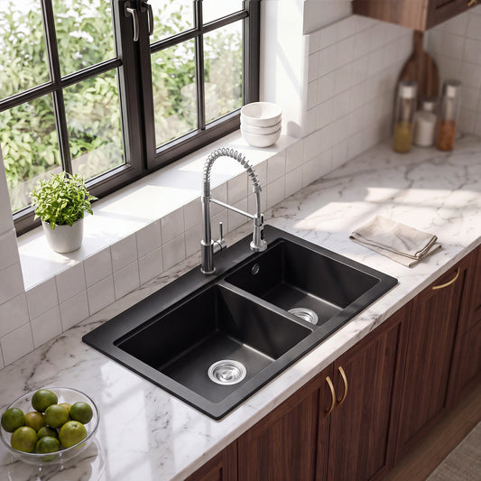 Modern Quartz Resin Composite Kitchen Sink with Waste Kit