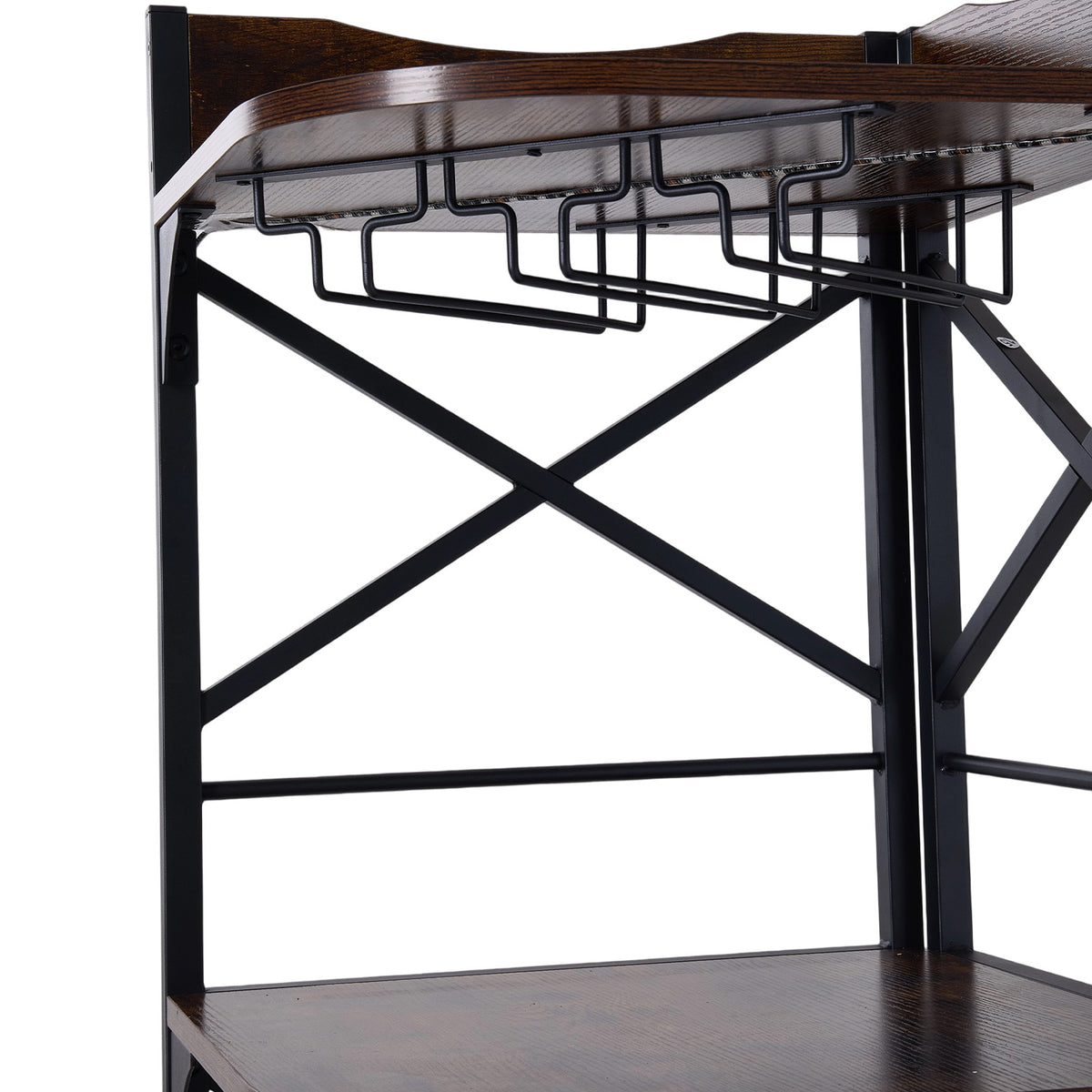 5-Tier Corner Bar Cabinet with Built-in Power Outlet and LED Lights