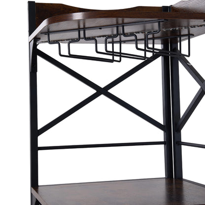 5-Tier Corner Bar Cabinet with Built-in Power Outlet and LED Lights