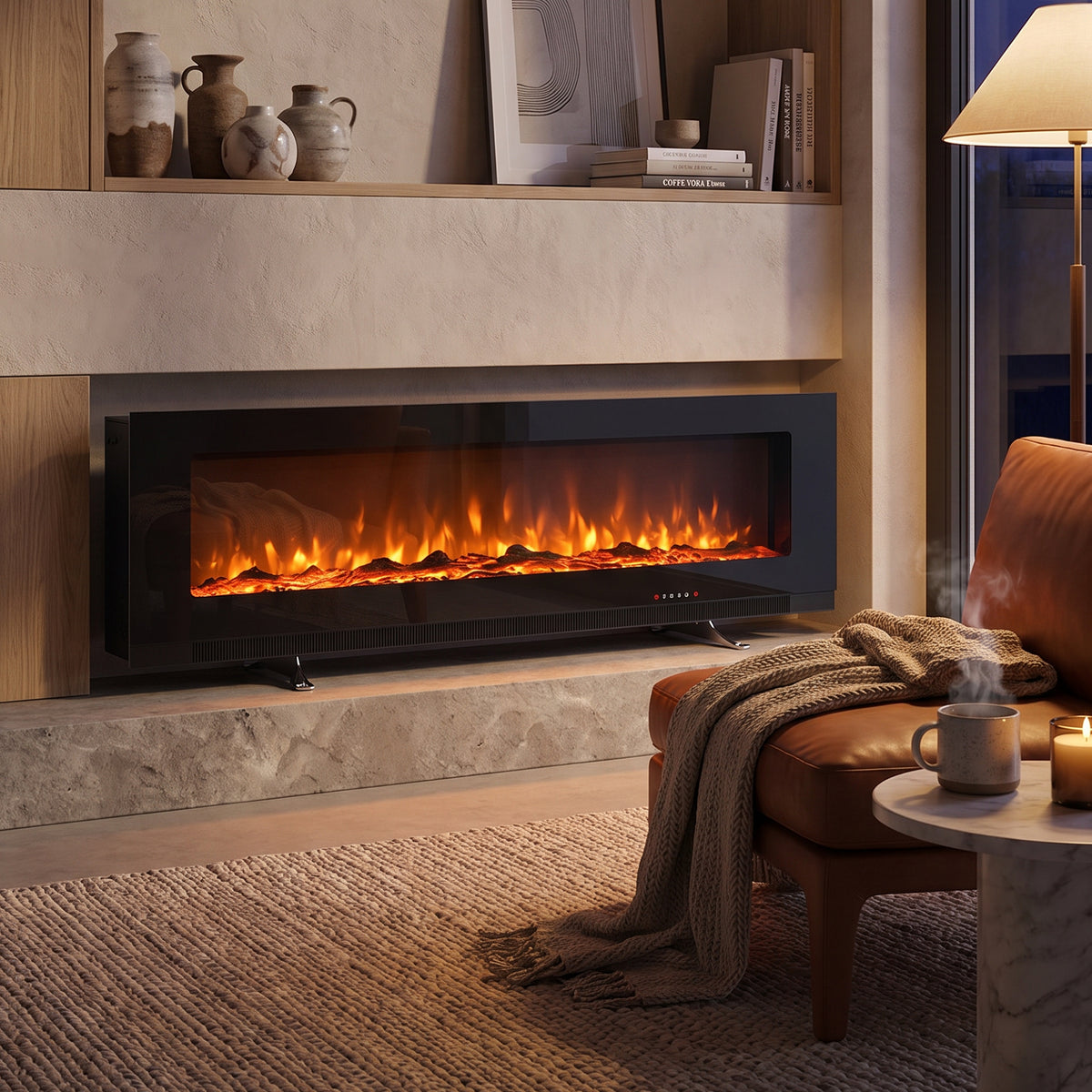 Wall Mounted Electric Fireplace with Remote Control