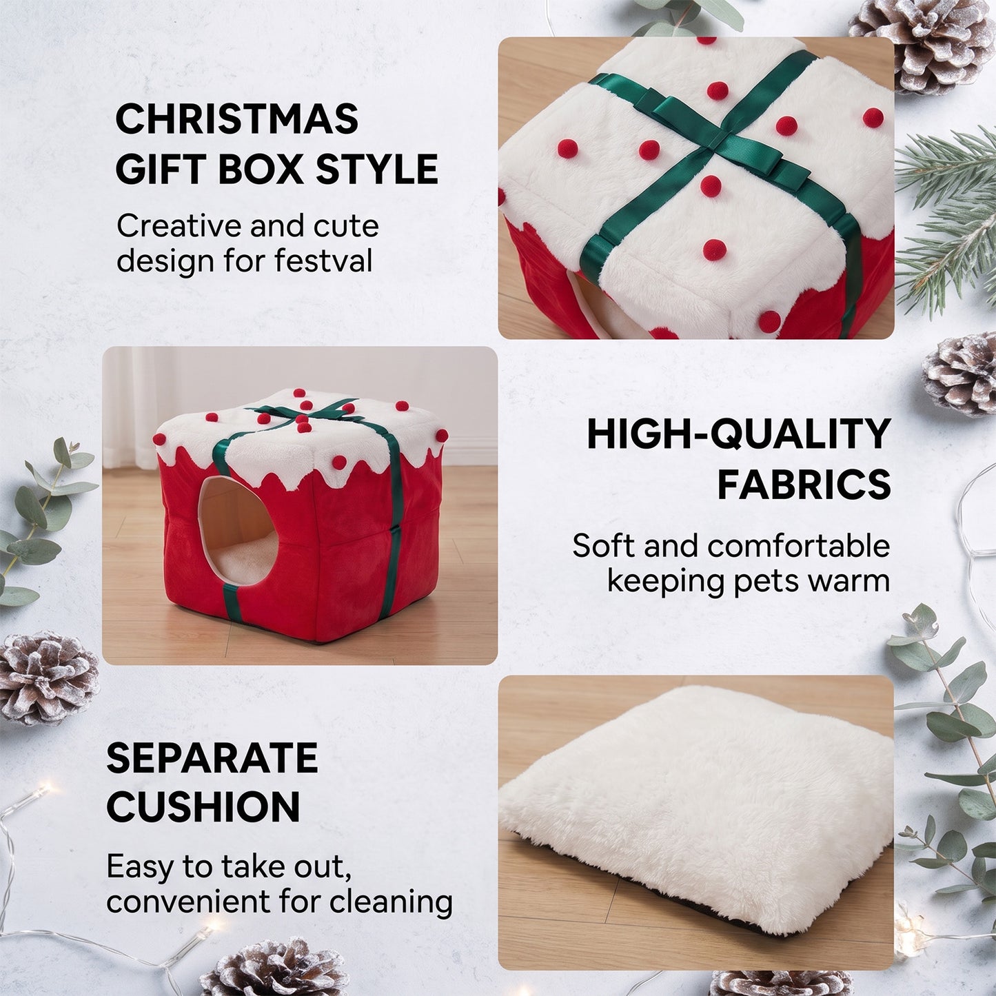 2-in-1 Pet House with Reversible Cushion & Non-Slip Bottom