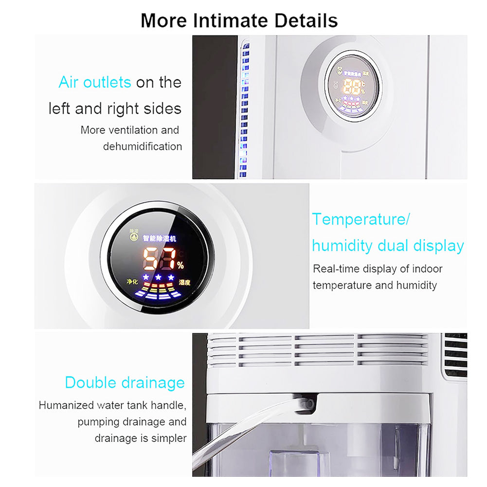 Silenced Remote Control Dehumidifier with Drain Hose