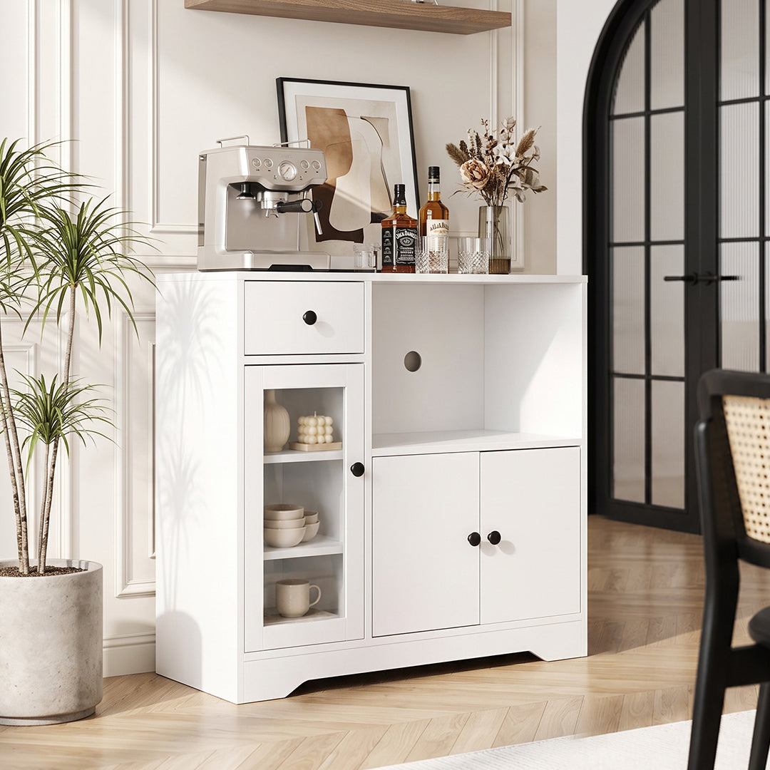 Wooden Sideboard Storage Cabinet with 3 Doors and 1 Drawer