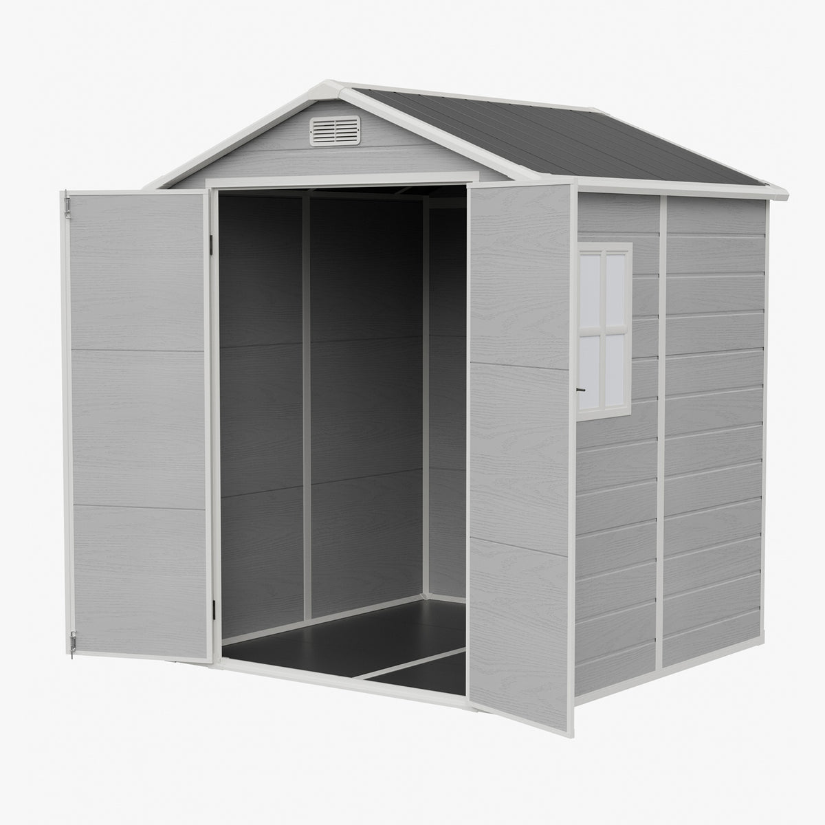 6 x 6 ft Plastic Garden Storage Shed with Apex Roof & Double Doors