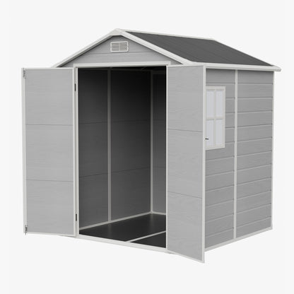 6 x 6 ft Plastic Garden Storage Shed with Apex Roof & Double Doors