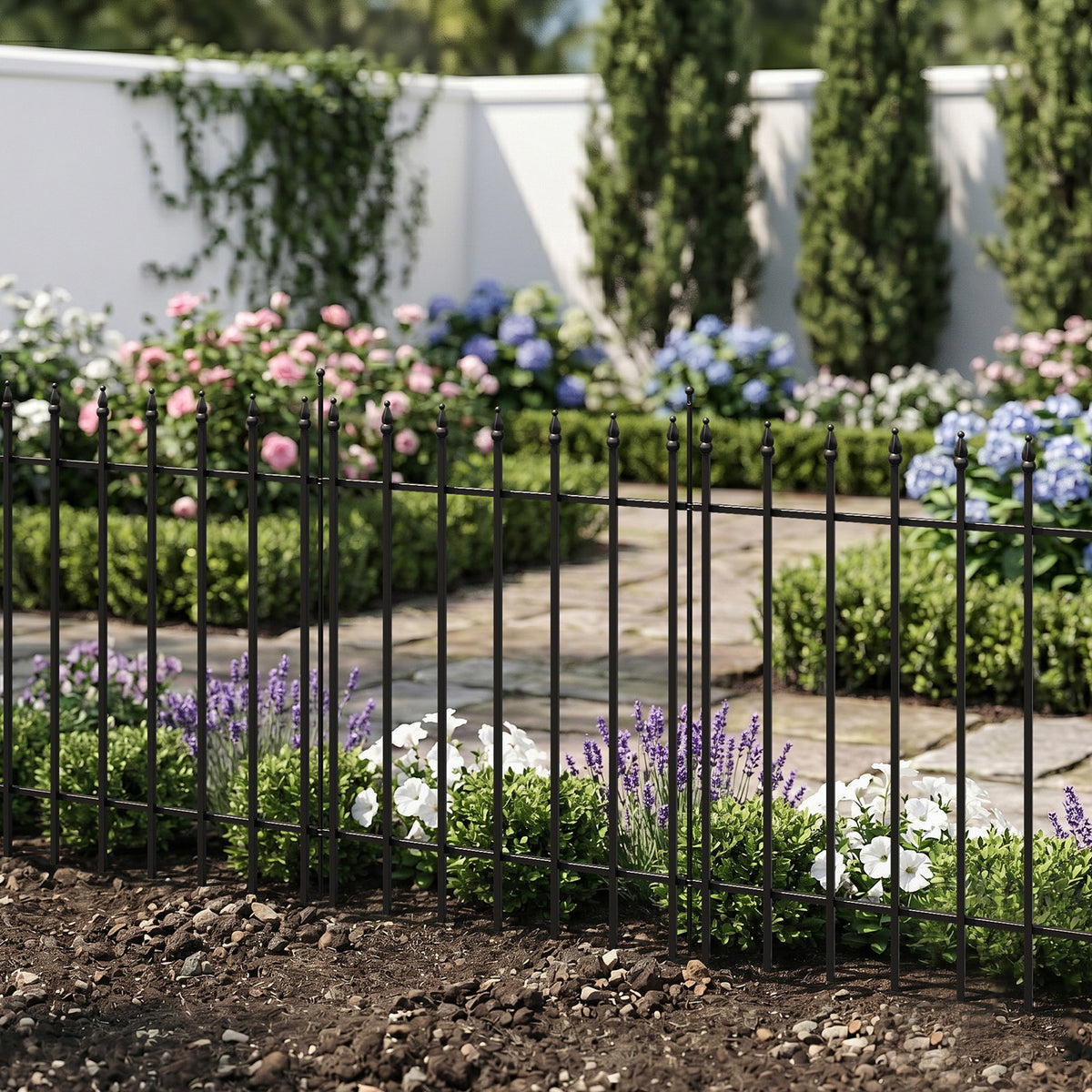 5-Panel Decorative Metal Garden Fence Set