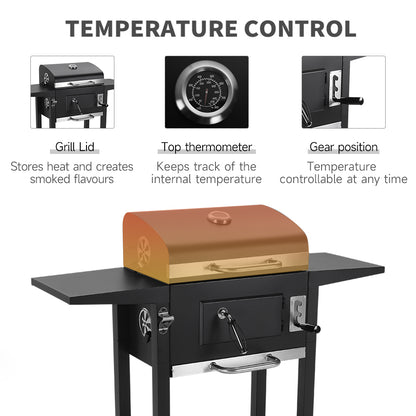 Outdoor Charcoal Grill with Side Tables