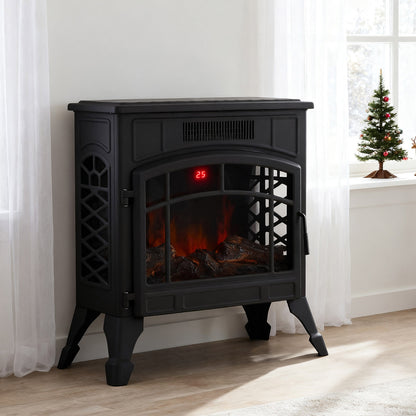 Freestanding Electric Fireplace Heater with Remote Control