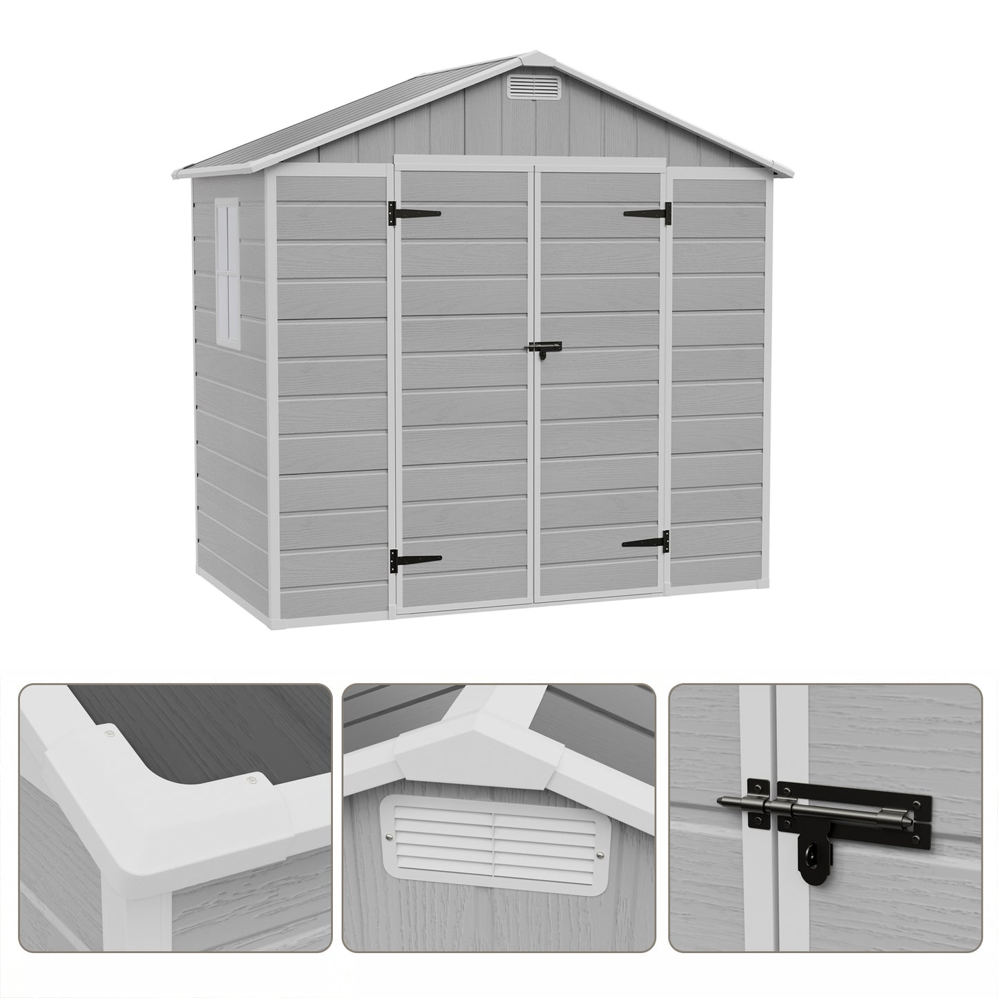 8x4 FT Large Garden Storage Shed