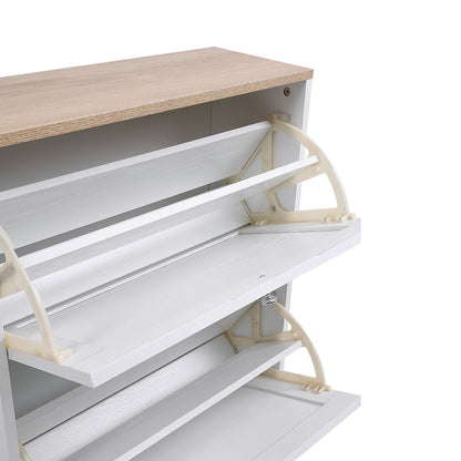 Wooden 2 Drawer Flip Down Shoe Cabinet