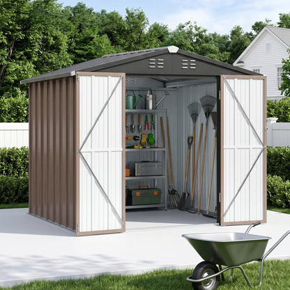 6x8FT Metal Garden Storage Shed with Lockable Door