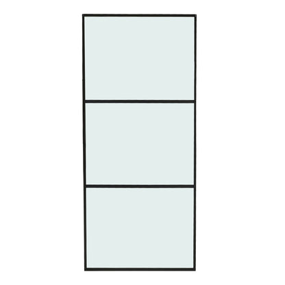 Clear and Smooth Glass Black Barn Door with Sliding Hardware Kit