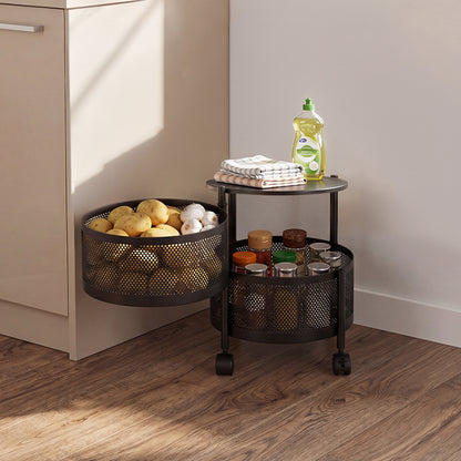 2–5 Tier Kitchen Storage Organiser with Rotating Baskets and Castors