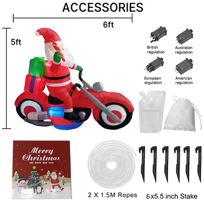 6FT/1.8M Santa on Motorcycle Christmas Inflatable Model Decoration with LED Lights