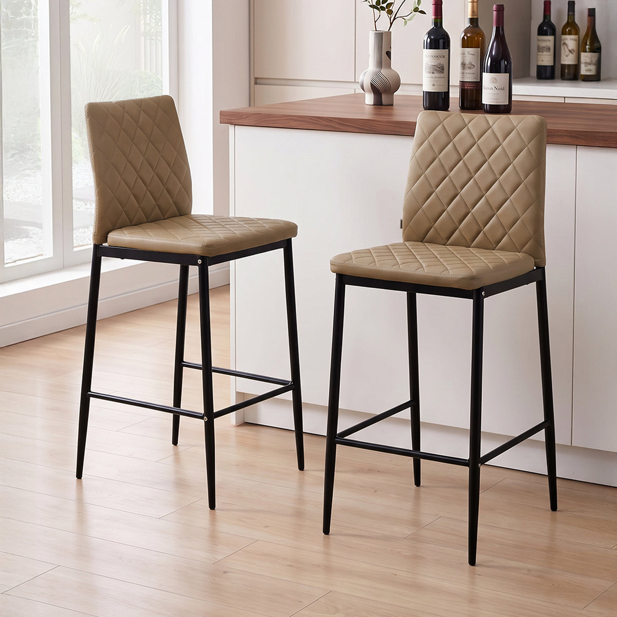 2PCS Upholstered Bar Stools