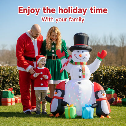 6ft Christmas Inflatable Snowman and Penguins Decorations with LED Lights